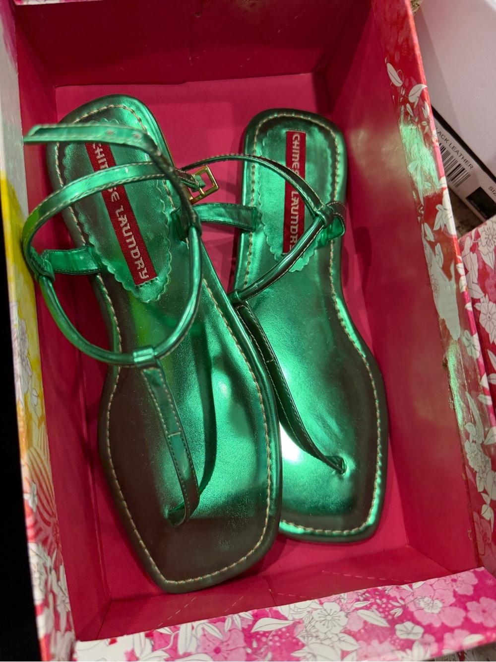 Green Metallic Strappy Sandals - Chinese Laundry